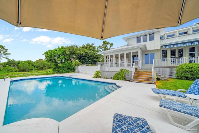 458 Parish Blvd, Mary Esther, FL 32569 - outdoor pool with stairway and a patio