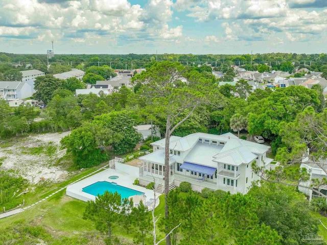 458 Parish Blvd, Mary Esther, FL 32569 - aerial view of residential area featuring a pool and a tree filled landscape