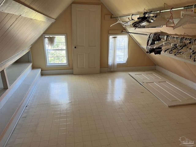 bonus room with vaulted ceiling