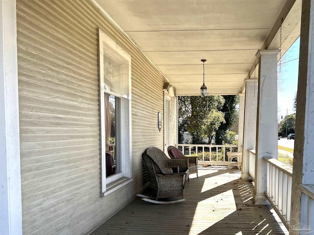 deck featuring a porch