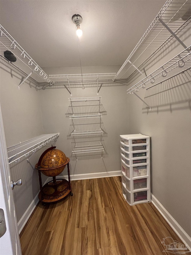 spacious closet with wood finished floors