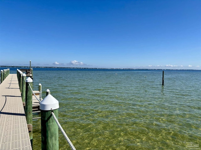 dock area featuring a water view