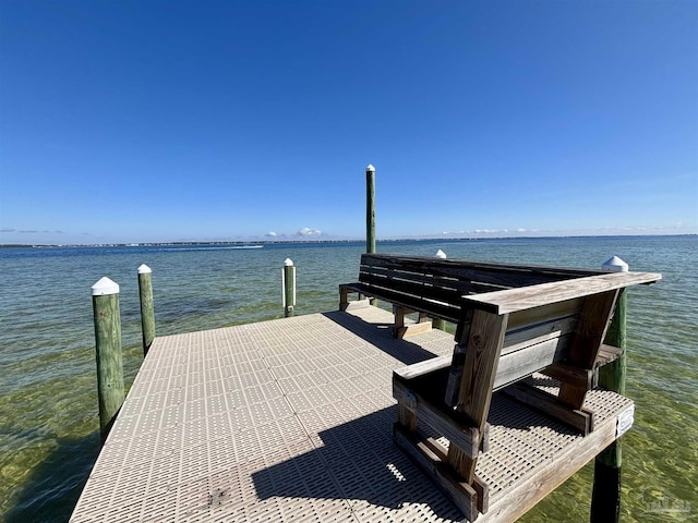 view of dock featuring a water view