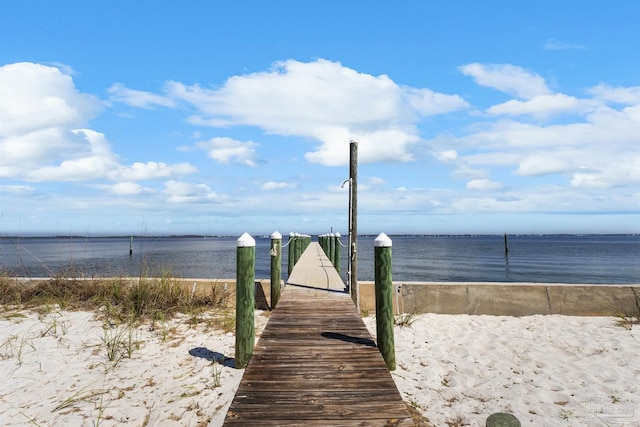 dock area featuring a water view