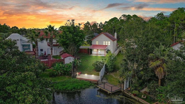 1841 E Smugglers Cove Dr, Gulf Breeze, FL 32563 - aerial view at dusk of a water view