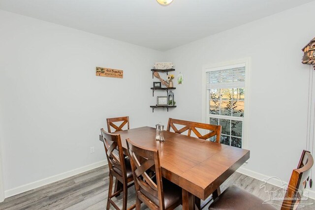 dining area with hardwood / wood-style floors