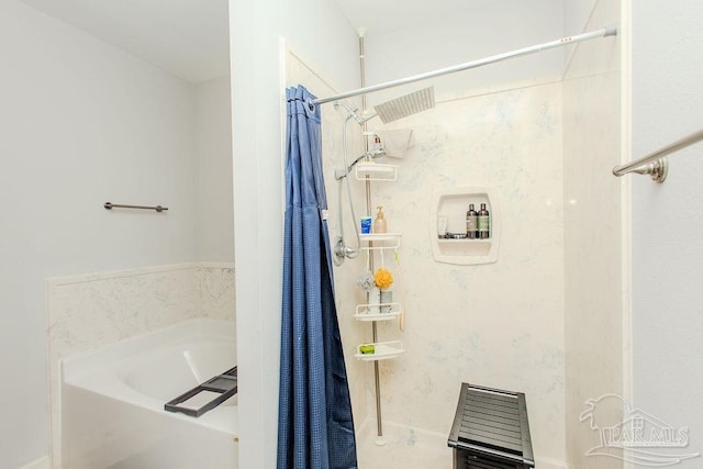 bathroom with independent shower and bath