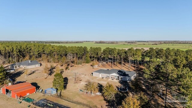 bird's eye view with a rural view