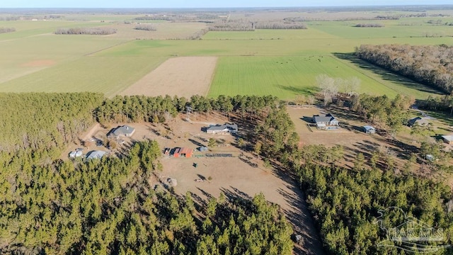 drone / aerial view with a rural view