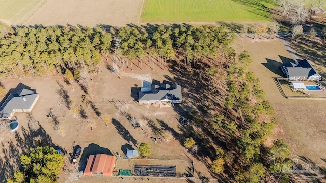 aerial view with a rural view