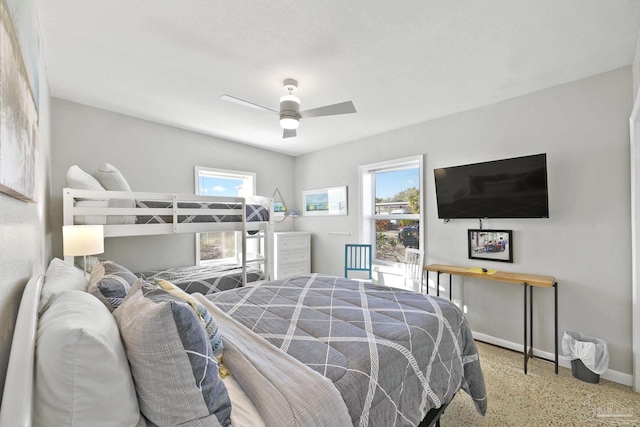 bedroom featuring ceiling fan