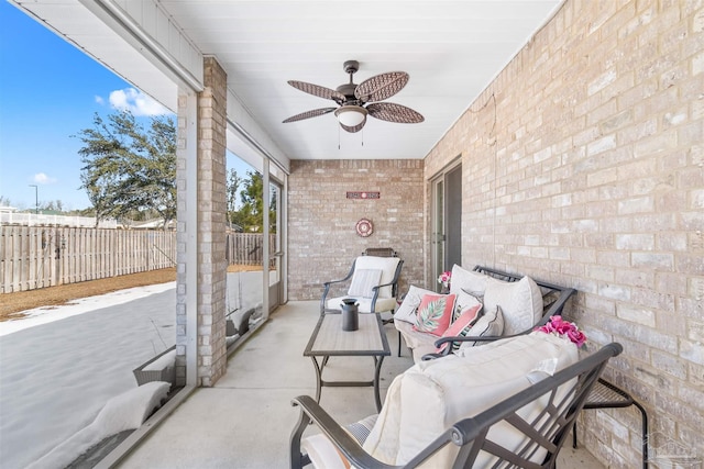 view of patio with ceiling fan