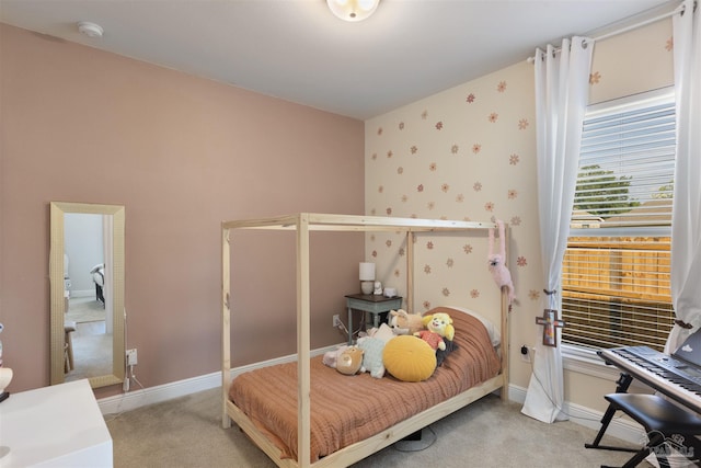 9938 Suwanee Ln, Pensacola, FL 32526 - bedroom with light colored carpet, baseboards, and wallpapered walls