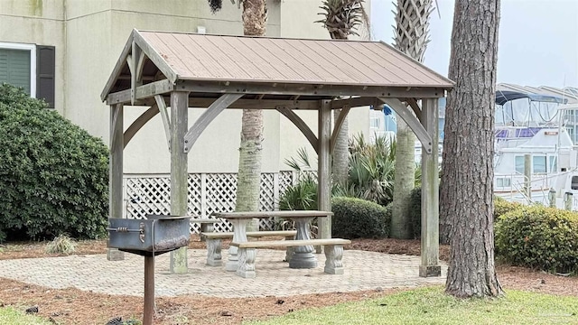 exterior space featuring a gazebo