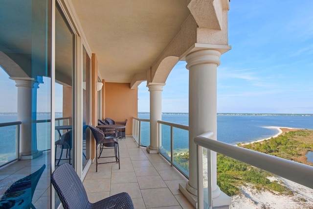 balcony with a water view