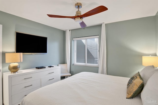 bedroom featuring ceiling fan