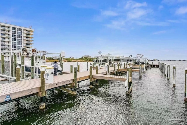 dock area featuring a water view