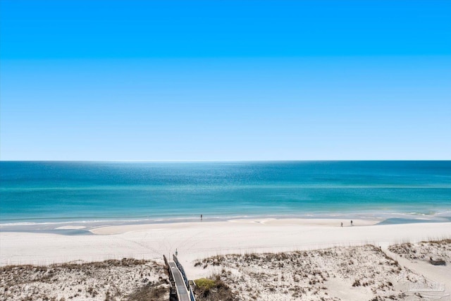 view of water feature with a view of the beach