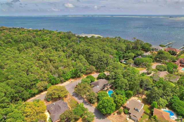 4200 Madura Rd, Gulf Breeze, FL 32563 - bird's eye view featuring a wooded view and a water view