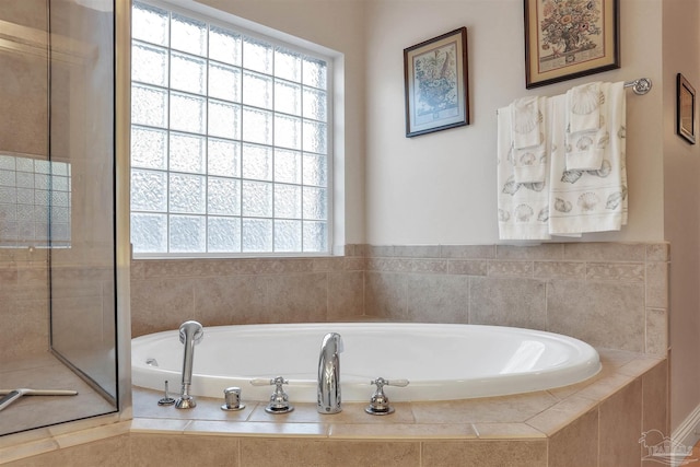 bathroom with independent shower and bath