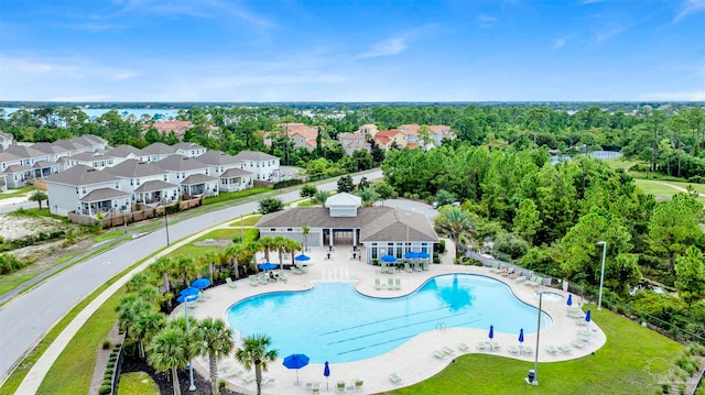 view of swimming pool with a patio