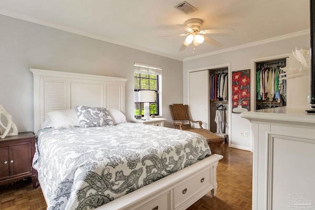 6031 Keating Rd, Pensacola, FL 32504 - bedroom featuring crown molding and a ceiling fan