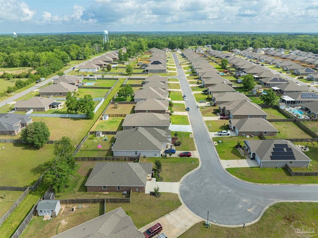 aerial view with a residential view