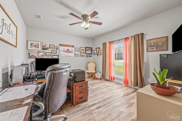 8056 Stream Ridge Rd, Pensacola, FL 32526 - office area featuring ceiling fan and light wood finished floors