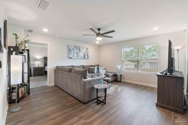 6173 Native Dancer Way, Pensacola, FL 32526 - living area with dark wood-style flooring, ceiling fan, and recessed lighting