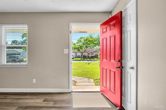 2382 Ryale Rd, Cantonment, FL 32533 - foyer entrance featuring wood finished floors, healthy amount of natural light, baseboards, and a textured ceiling