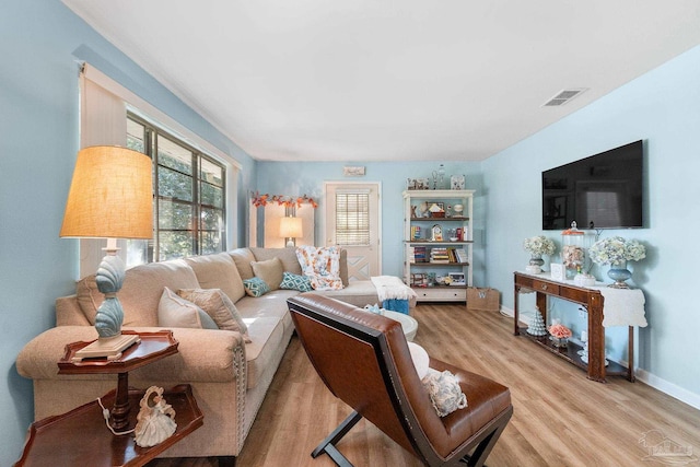 living room featuring light hardwood / wood-style flooring