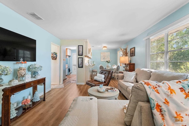 living room featuring light hardwood / wood-style floors