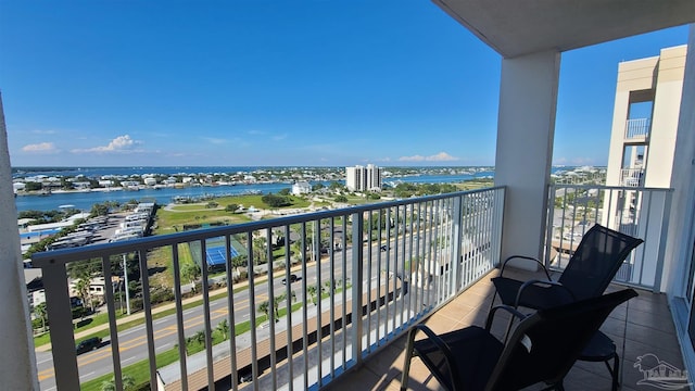 balcony with a water view