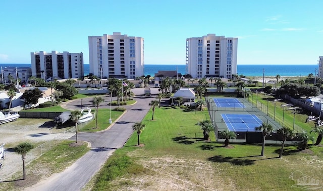 bird's eye view featuring a water view