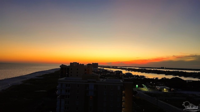 water view featuring a beach view