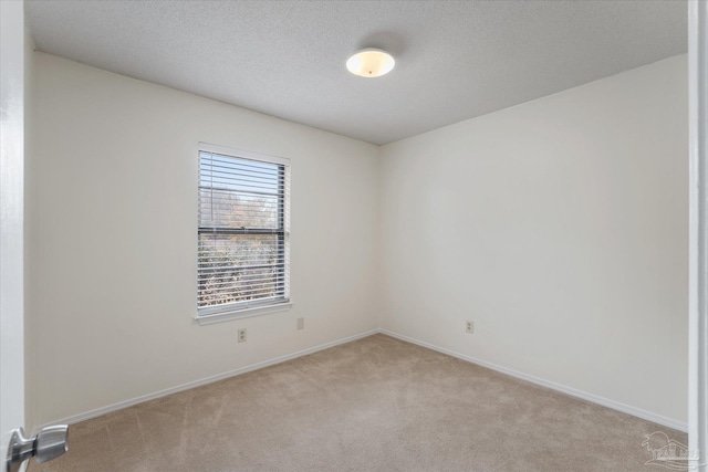 carpeted spare room with a textured ceiling