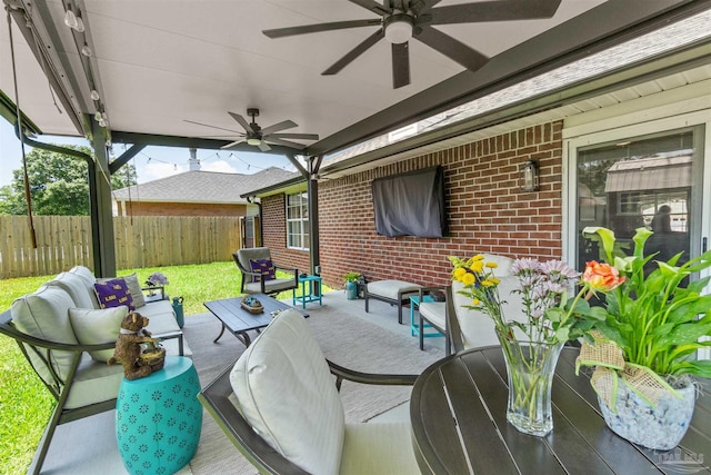 917 Broken Arrow Ln, Pensacola, FL 32533 - view of patio with outdoor lounge area, ceiling fan, and fence