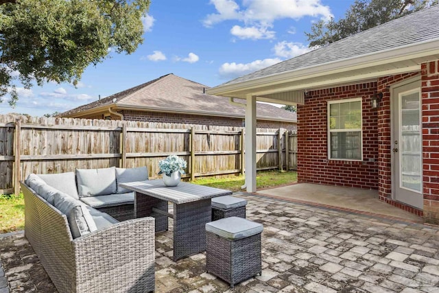 view of patio with an outdoor living space