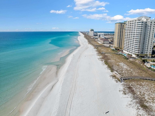 property view of water with a beach view