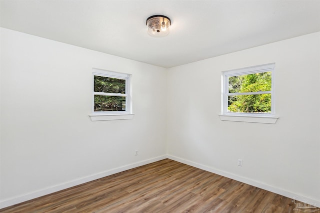 spare room with hardwood / wood-style floors