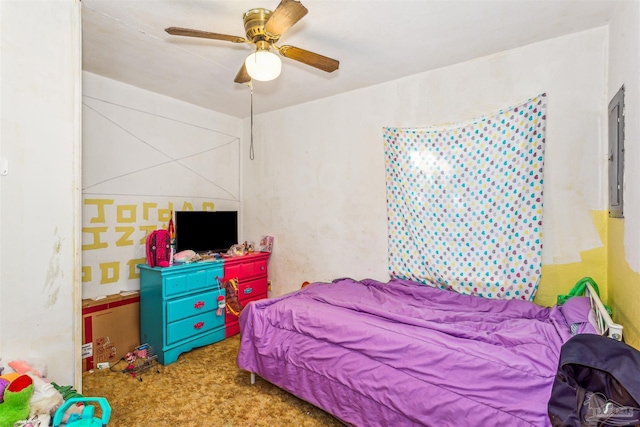 bedroom featuring ceiling fan