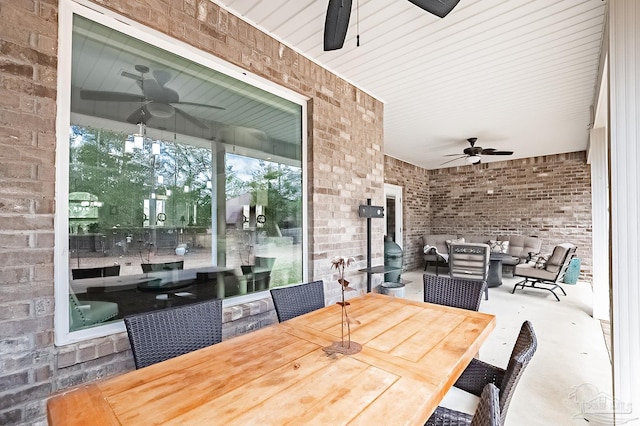 view of patio / terrace featuring outdoor lounge area and ceiling fan