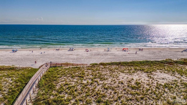 property view of water with a beach view