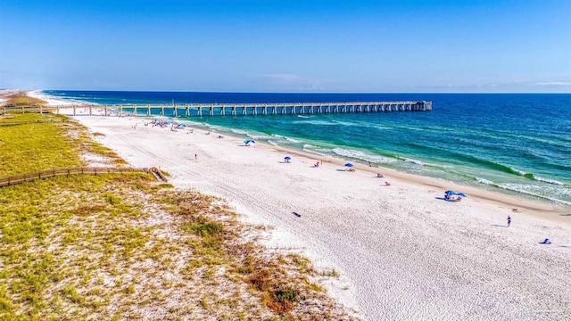 property view of water with a beach view