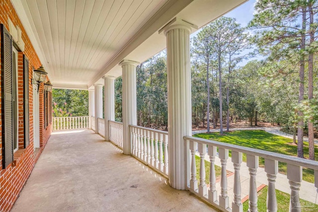 view of patio featuring a porch