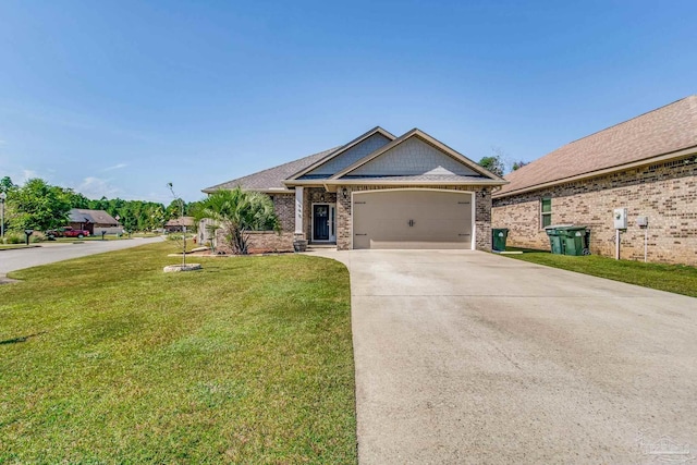 craftsman-style home with a front yard and a garage