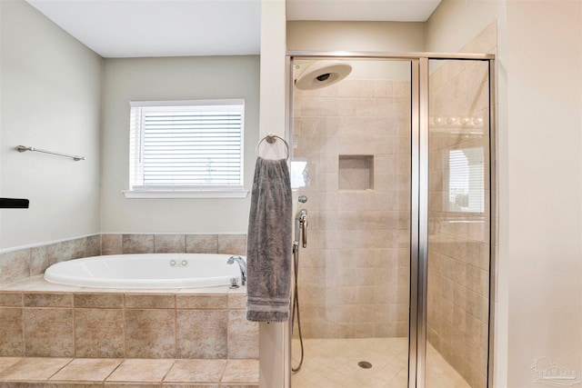 bathroom with plus walk in shower