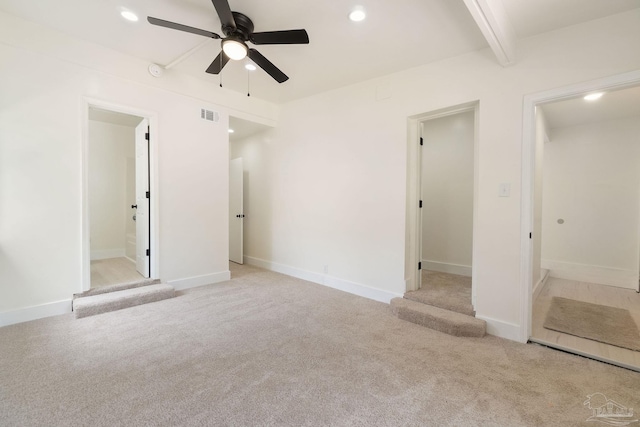 4514 Florelle Way, Pensacola, FL 32505 - unfurnished bedroom featuring carpet flooring, visible vents, beam ceiling, and recessed lighting