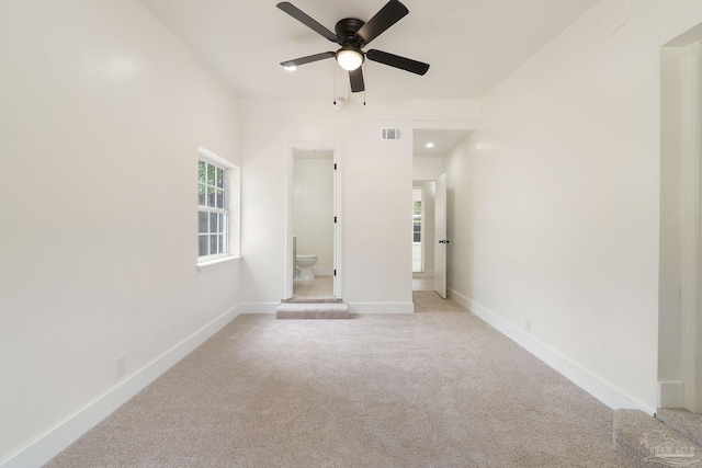 4514 Florelle Way, Pensacola, FL 32505 - spare room with baseboards, ceiling fan, visible vents, and light colored carpet
