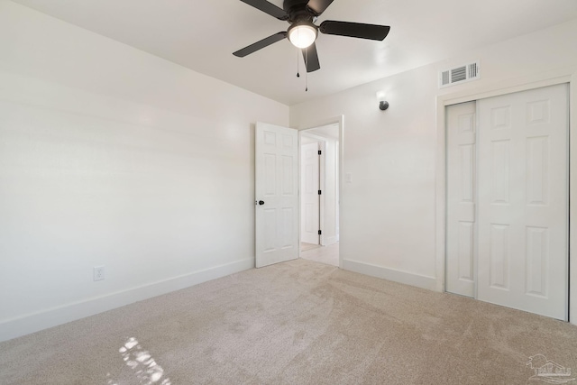 4514 Florelle Way, Pensacola, FL 32505 - unfurnished bedroom with carpet, baseboards, visible vents, a ceiling fan, and a closet